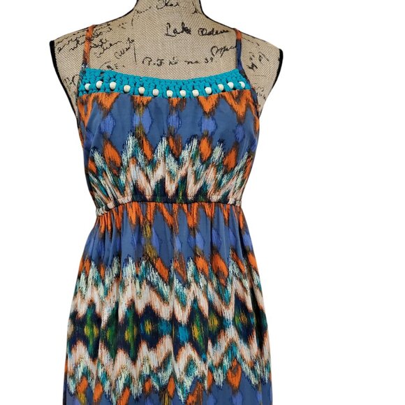 Mossimo Supply Co. Criss-Cross Back Halter Maxi Dress Bold Vibrant Colors Size M - Picture 13 of 16